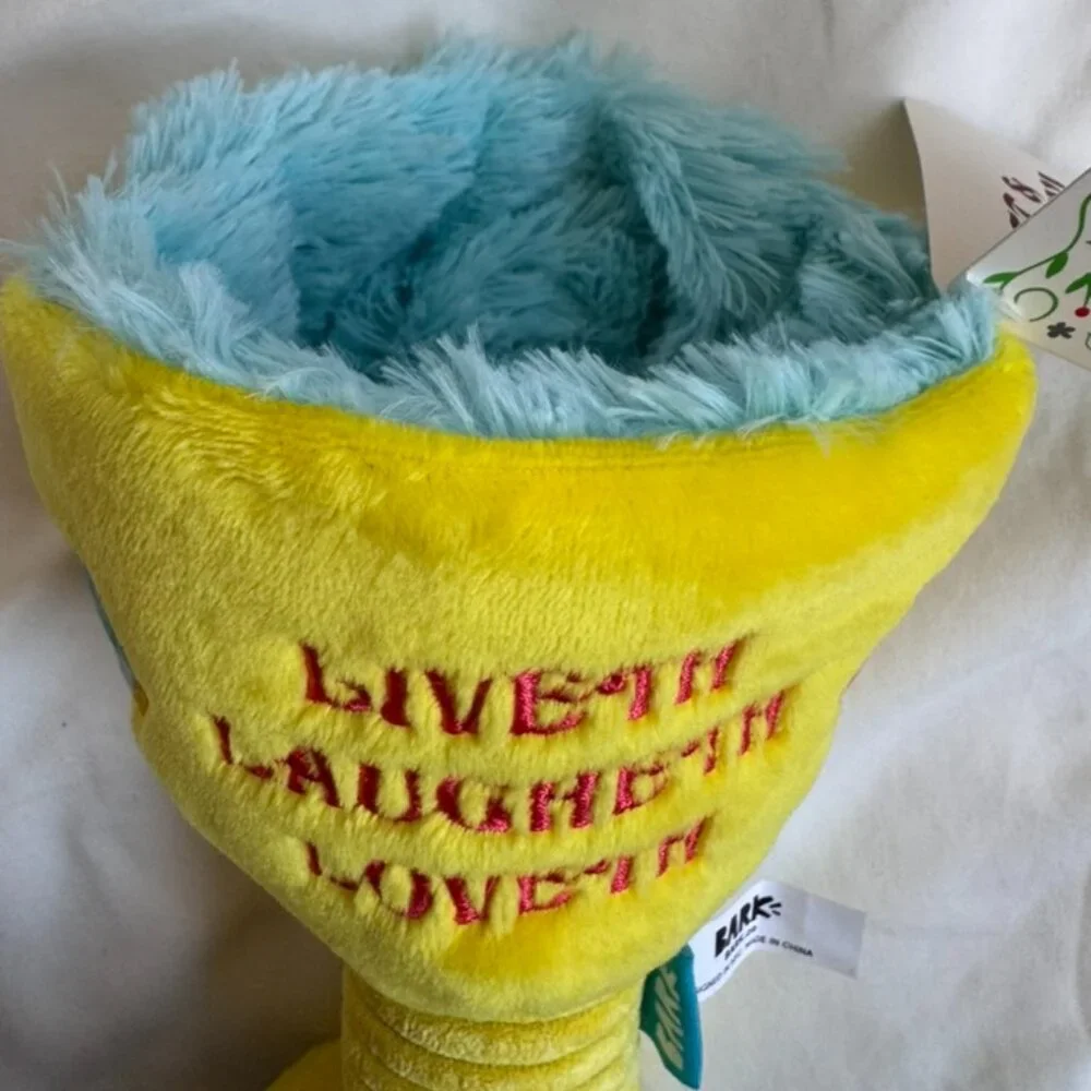 NWT Bark Box THE HOWLEY GRAIL Plush Dog Toy, Yellow + Blue, M-L (20+ lbs)
